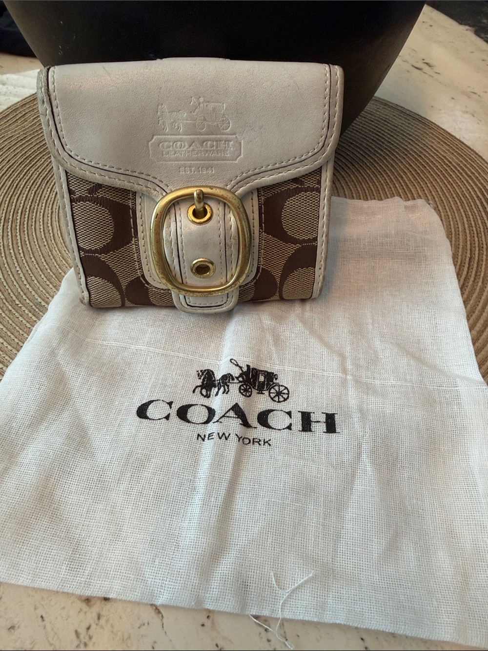 Coach Vintage Bleeker Signature Canvas Wallet with Tattersall Lining SoHo Buckle